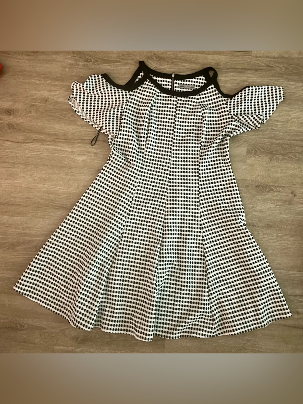 Danny & Nicole Black White Gingham Cold Shoulder Dress Plus Size 18